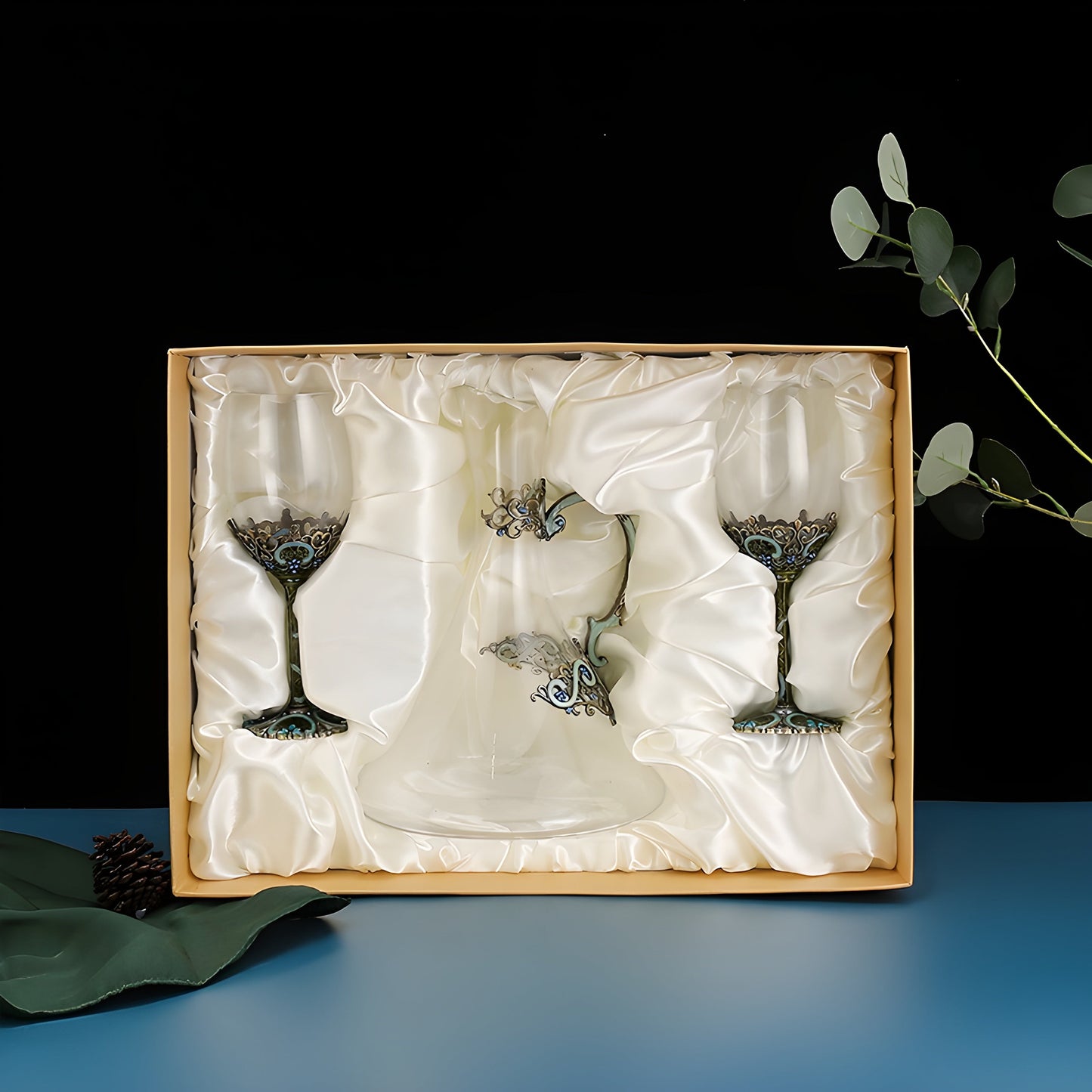 Set di Calici con Decanter 'Emerald Bloom' in Cristallo GuerraHome