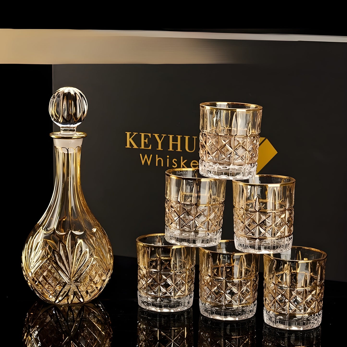 Set di Bicchieri 'Keyhuan' con Decanter – Portabicchieri e Design Lussuoso GuerraHome