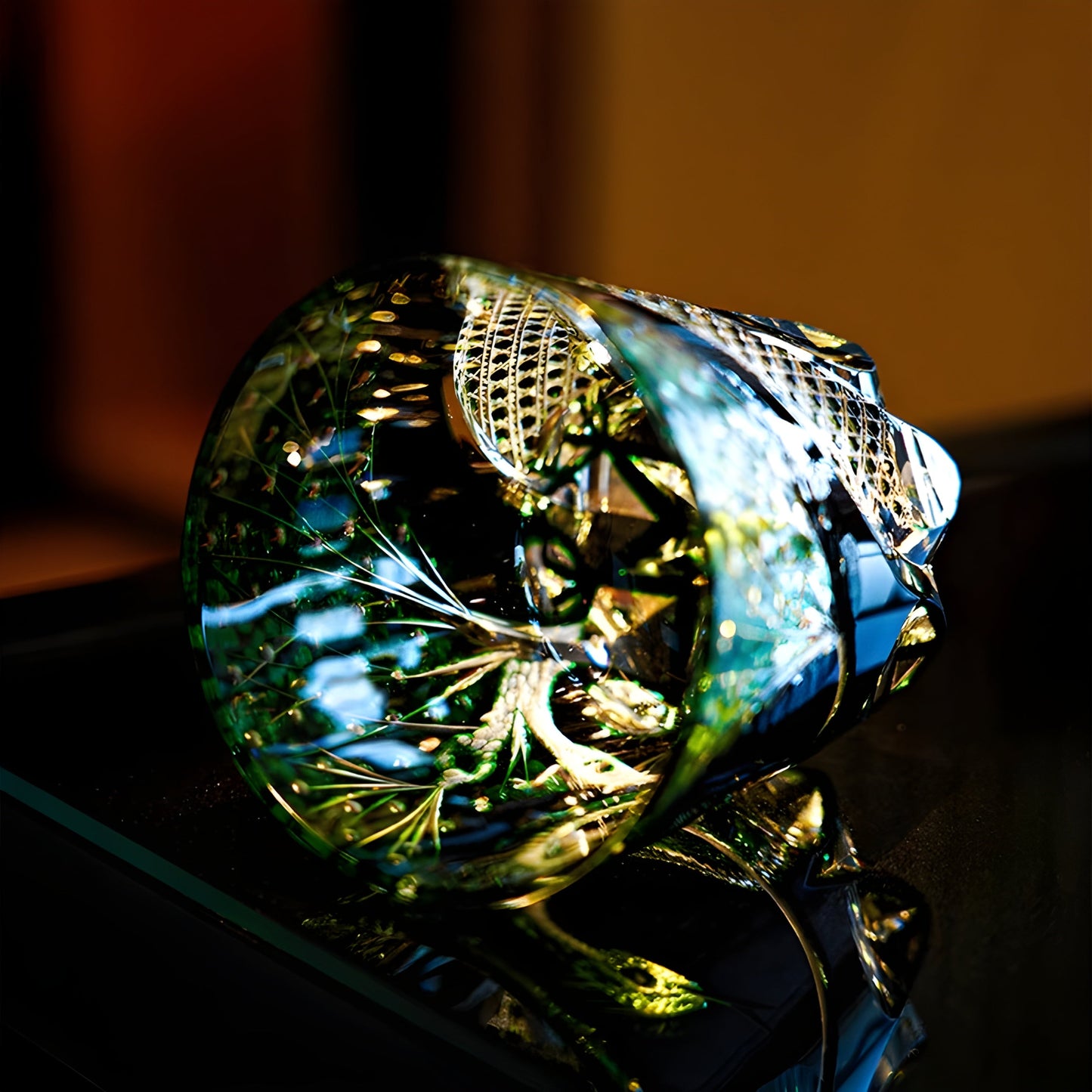 Bicchiere Edo Kiriko – “Serpente Smeraldo” – Scatola in legno GuerraHome