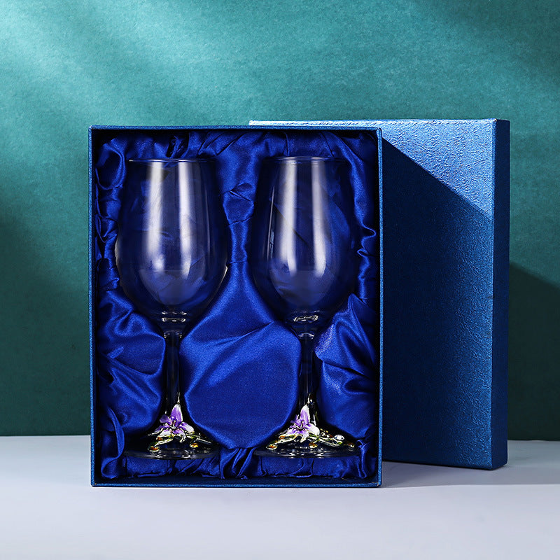 Enamel Goblet Crystal Glass Cup Home Use Set GuerraHome