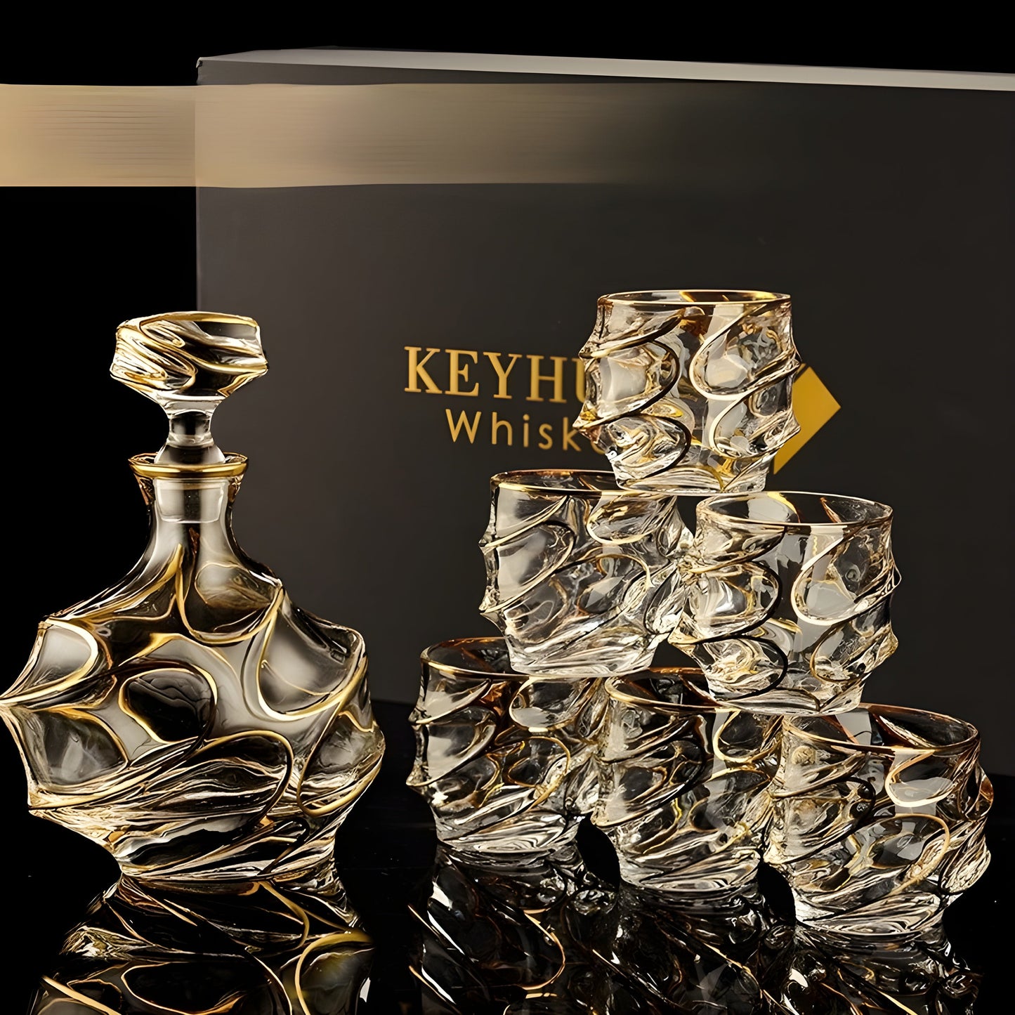 Set di Bicchieri 'Keyhuan' con Decanter – Portabicchieri e Design Lussuoso GuerraHome