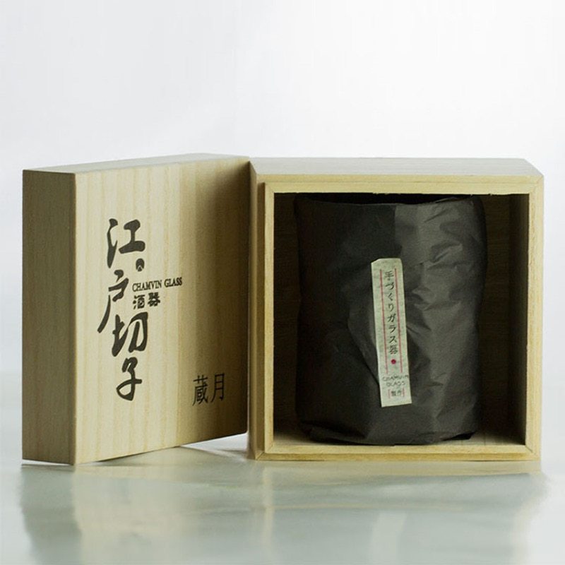 Bicchiere da Whisky Edo Kiriko in Cristallo – Intagliato a Mano - Scatola in legno GuerraHome