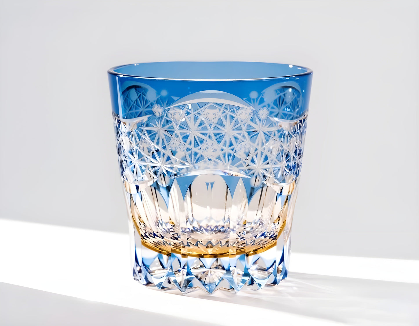 Bicchiere Edo Kiriko – 'Prisma Zaffiro' – Scatola in Legno GuerraHome