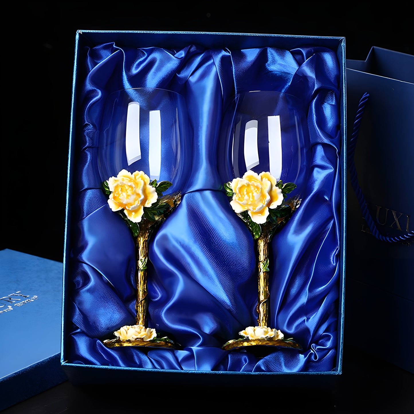 Coppia Di Calici "Golden Flower" GuerraHome