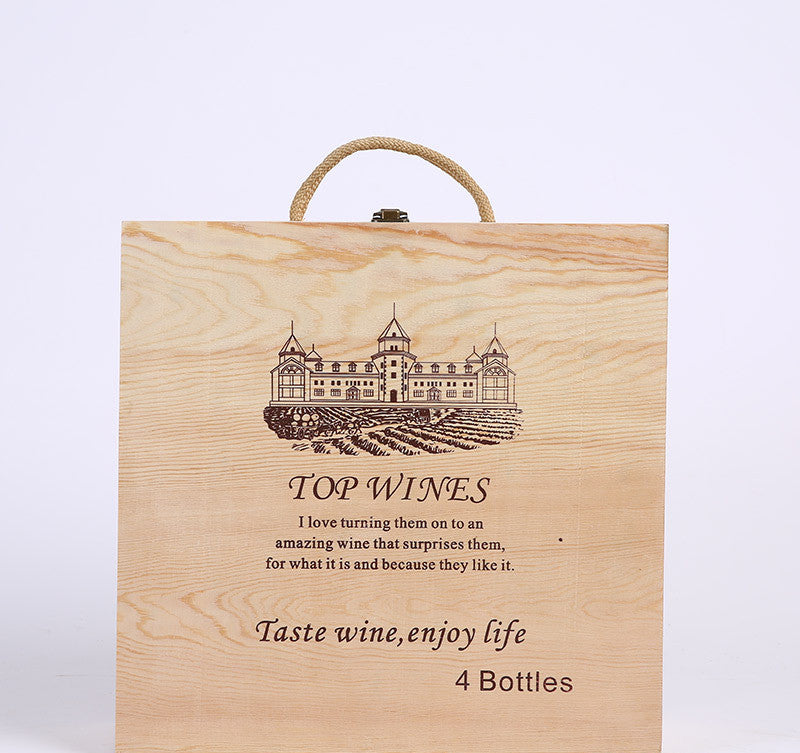 Cofanetto in Legno Naturale per 4 Bottiglie di Vino – Design Semplice GuerraHome