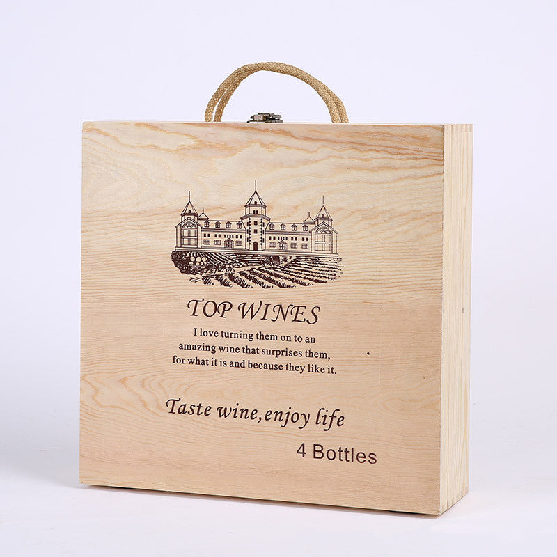 Cofanetto in Legno Naturale per 4 Bottiglie di Vino – Design Semplice GuerraHome