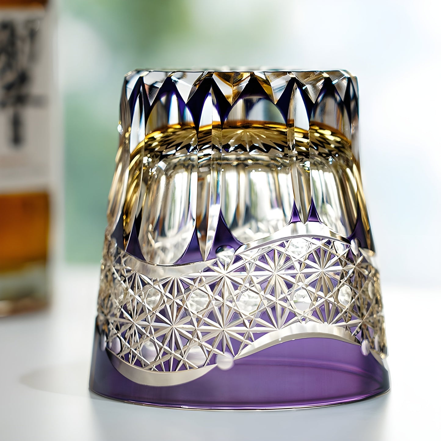 Bicchiere Edo Kiriko – Prisma Ametista – Scatola in Legno GuerraHome