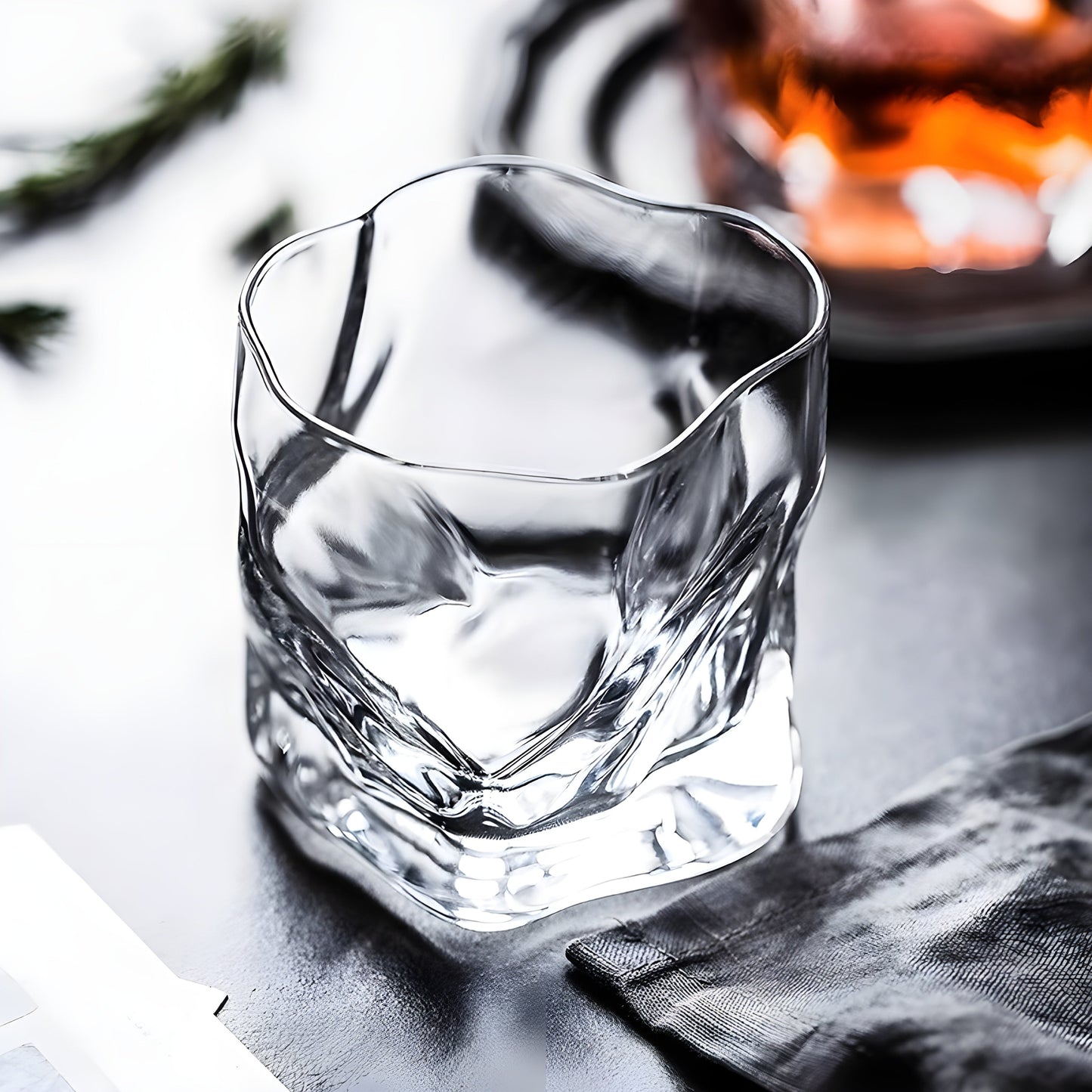 Bicchiere da Whisky Edo Kiriko – Design Increspato - Scatola In Legno GuerraHome