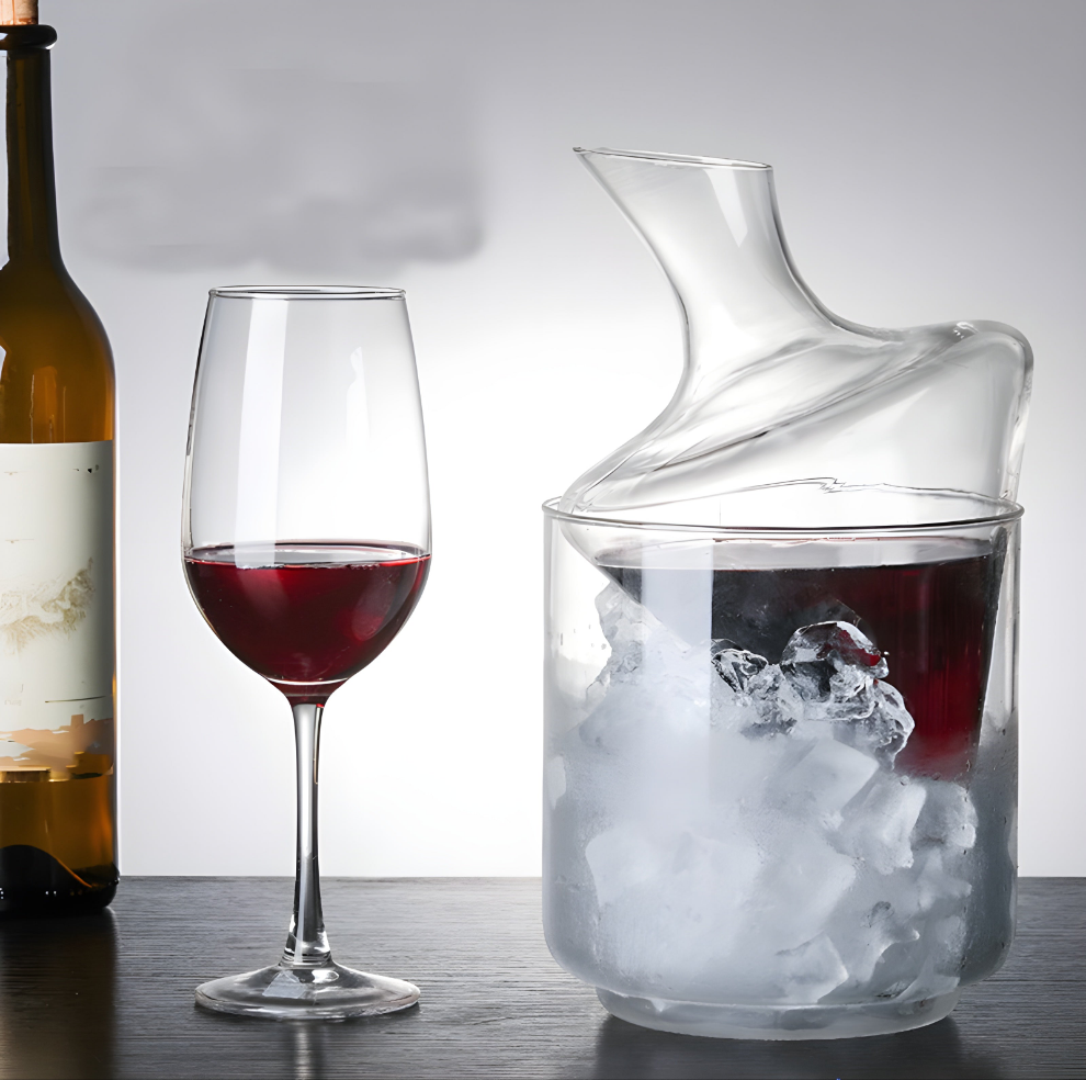 Decanter Obliquo in Vetro con Compartimento Ghiaccio GuerraHome
