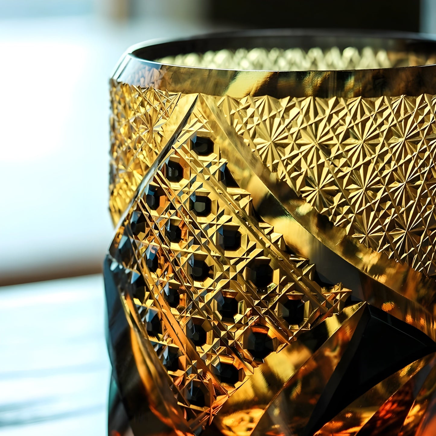 Bicchiere Edo Kiriko – 'Cavaliere Oscuro' – Scatola in legno GuerraHome