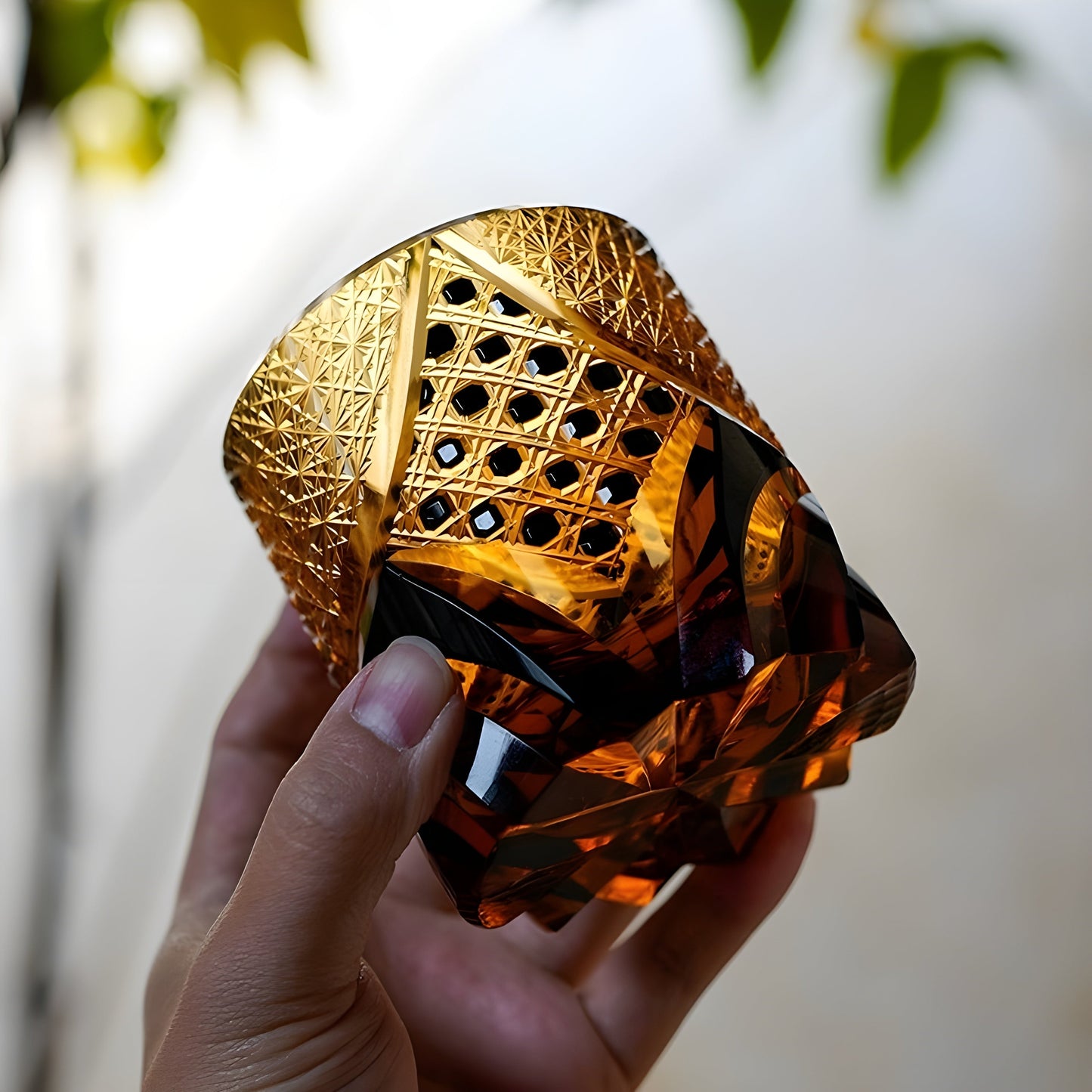 Bicchiere Edo Kiriko – 'Cavaliere Oscuro' – Scatola in legno GuerraHome