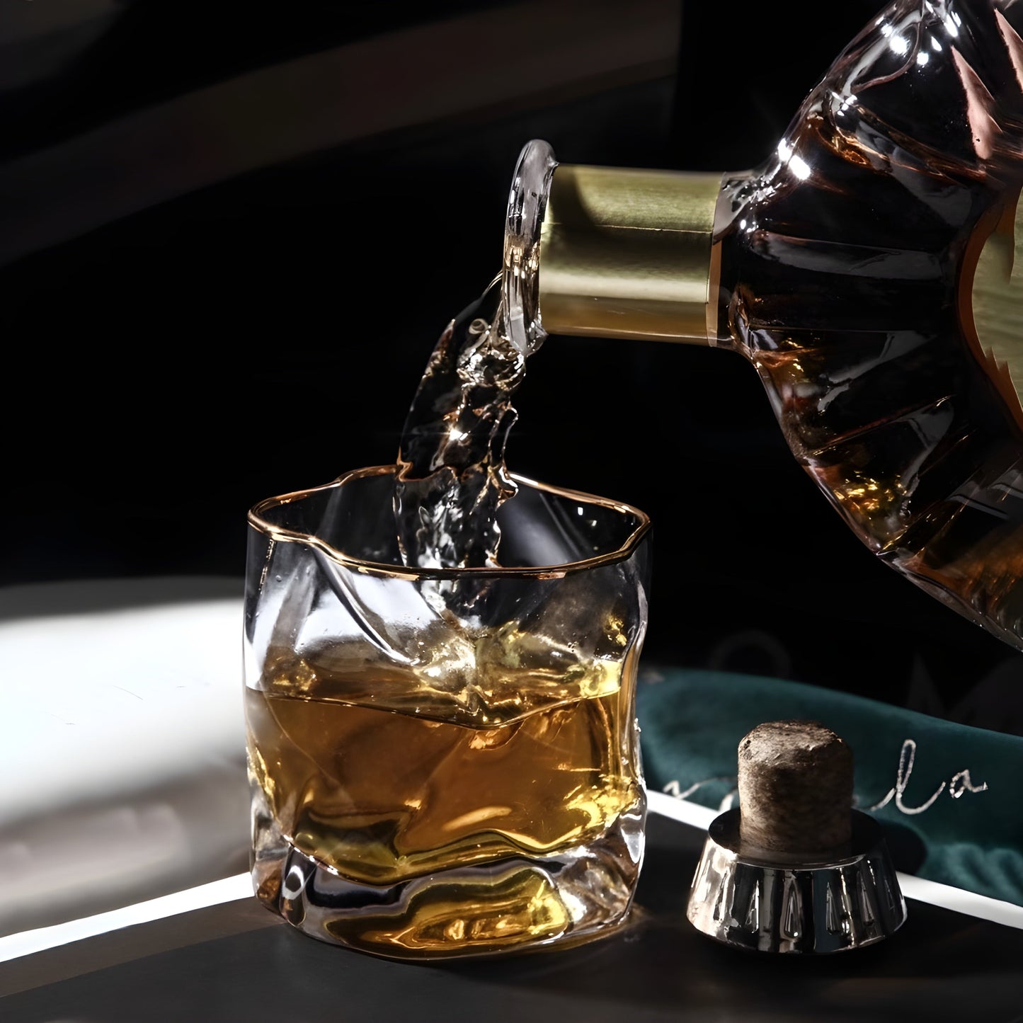 Bicchiere da Whisky Edo Kiriko – Design Increspato - Scatola In Legno GuerraHome