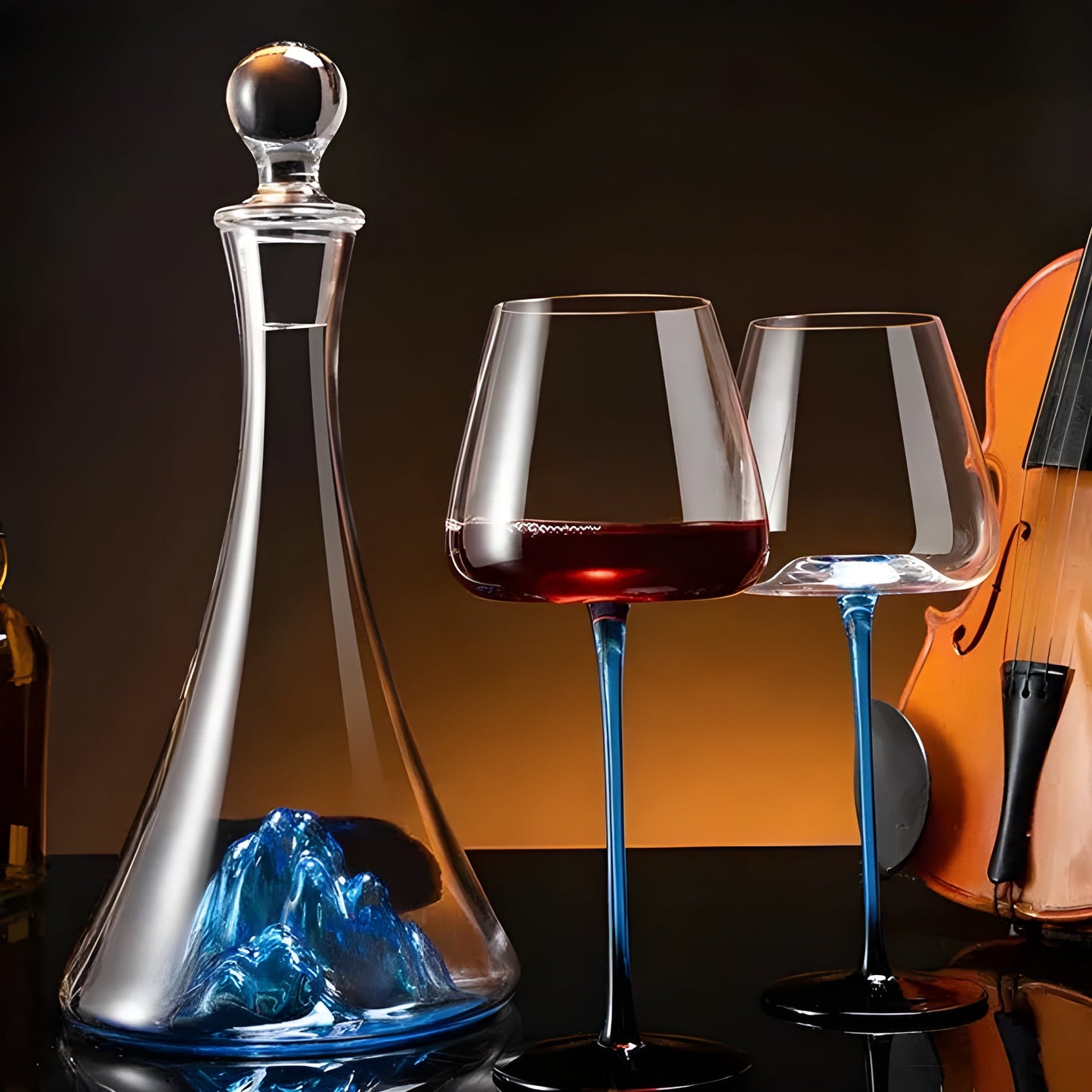 Set Di Calici Blu con Decanter "Mountain" Blu GuerraWines