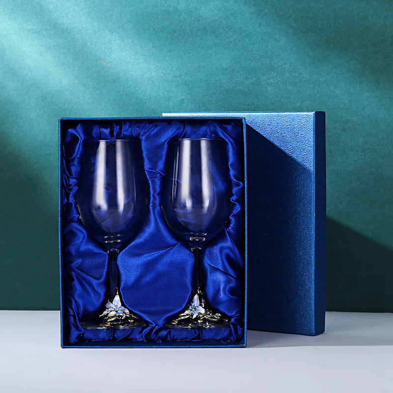 Enamel Goblet Crystal Glass Cup Home Use Set GuerraHome