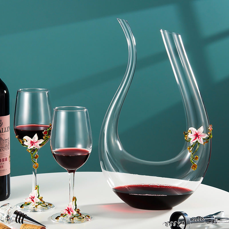 Enamel Goblet Crystal Glass Cup Home Use Set GuerraHome