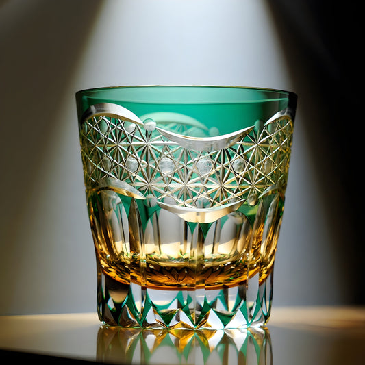 Bicchiere Edo Kiriko – 'Prisma Smeraldo' – Scatola in Legno GuerraHome