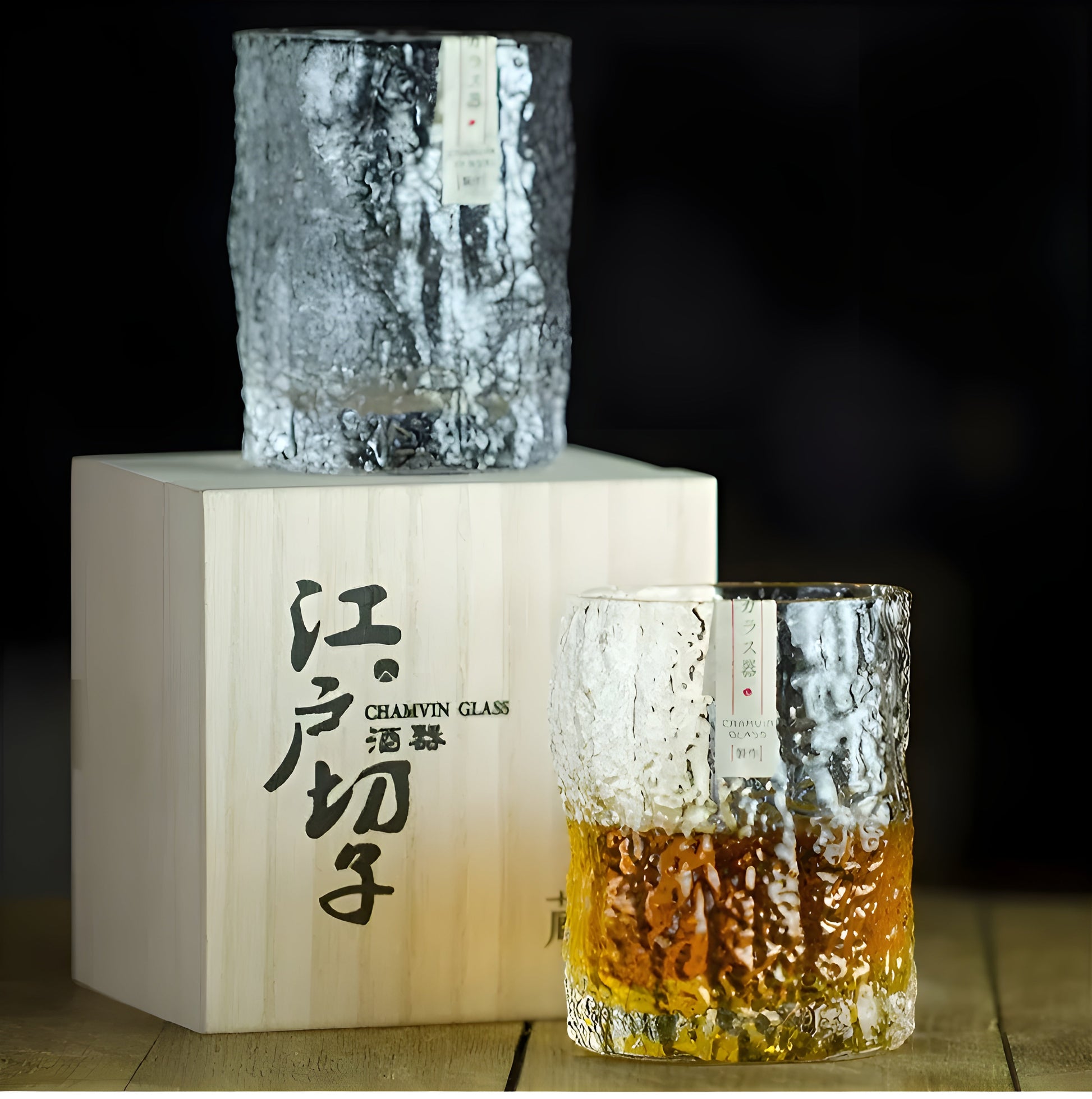 Bicchiere da Whisky Edo Kiriko in Cristallo – Intagliato a Mano - Scatola in legno GuerraHome