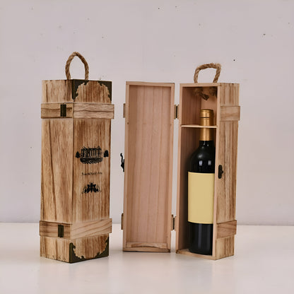 Antique Paulownia Clamshell Wine Packaging Box GuerraHome