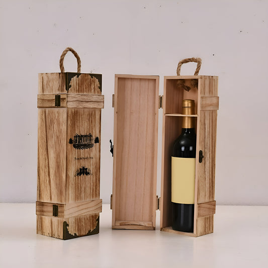 Antique Paulownia Clamshell Wine Packaging Box GuerraHome