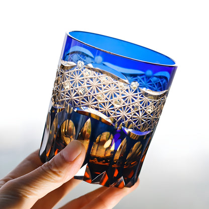 Bicchiere Edo Kiriko – 'Prisma Zaffiro' – Scatola in Legno GuerraHome
