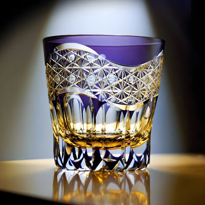 Bicchiere Edo Kiriko – Prisma Ametista – Scatola in Legno GuerraHome