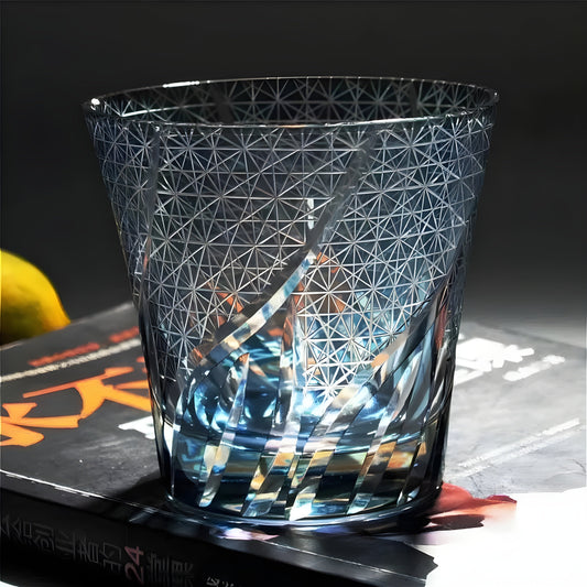 Bicchiere Edo Kiriko – 'Fiamma Viola' – Scatola in legno GuerraHome