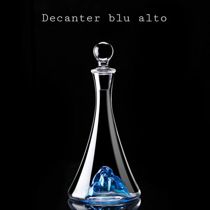 Set of Blue Glasses with Decanter "Mountain" Blue