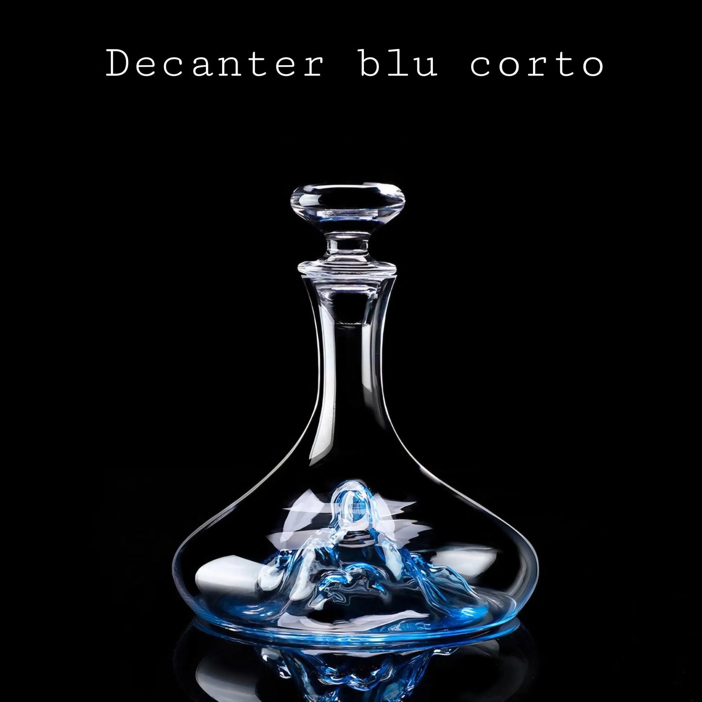 Set of Blue Glasses with Decanter "Mountain" Blue