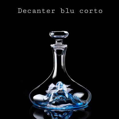 Set of Blue Glasses with Decanter "Mountain" Blue